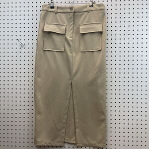 Kirundo Women Pencil‎ Skirt  High Waisted Cargo Midi Front Slit  Office Wear   M